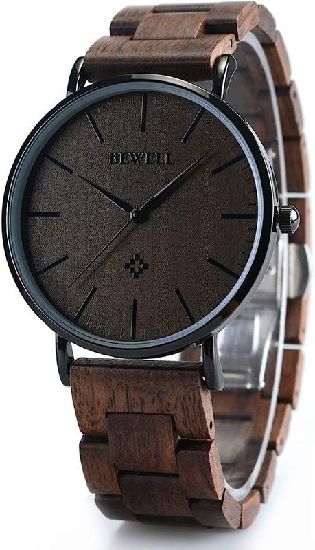 Photo 1 of BEWELL Wooden Watches for Men Women Slim Analog Quartz Minimalist Couple Wrist Watch W163A 