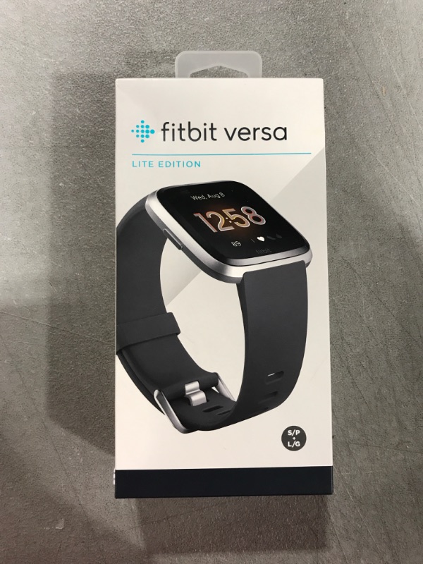 Photo 2 of Fitbit Versa Lite Smartwatch,GPS,Charcoal/Silver Aluminum, One Size (S & L Bands Included)
