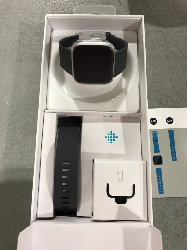 Photo 3 of Fitbit Versa Lite Smartwatch,GPS,Charcoal/Silver Aluminum, One Size (S & L Bands Included)