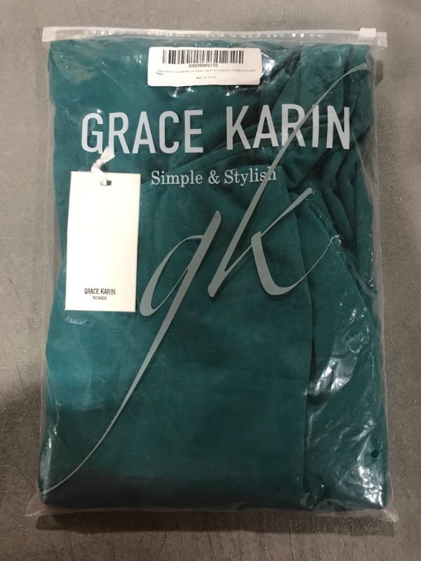 Photo 2 of [Size XL] GRACE KARIN Women's 2023 Summer Bodycon Dress Cutout One Shoulder Sleeveless Ruched Cocktail Party Midi Dresses [Teal]