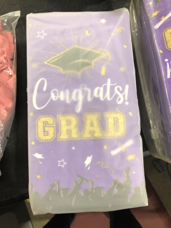 Photo 1 of 100 pcs Congrats Grad Party Supplies Purple