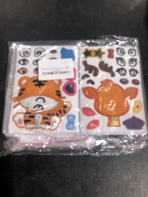 Photo 2 of 127 Valentine's Day Kids Sticker Classroom Exchange Gifts with 99 Make a Face Sticker Gift Tags, Valentines Jungle Animal Stickers Make Animal Face Stickers Party Supplies Favor DIY Sticker Maker Kids
