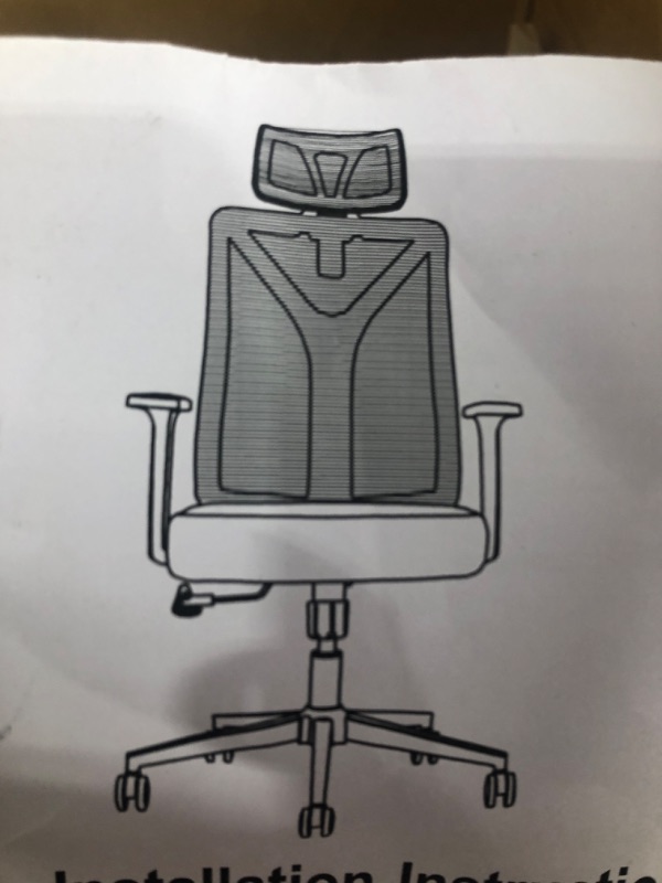 Photo 1 of Ergonomic high back office chair. Mesh design with attachable headrest, lumbar support, swivel function- black