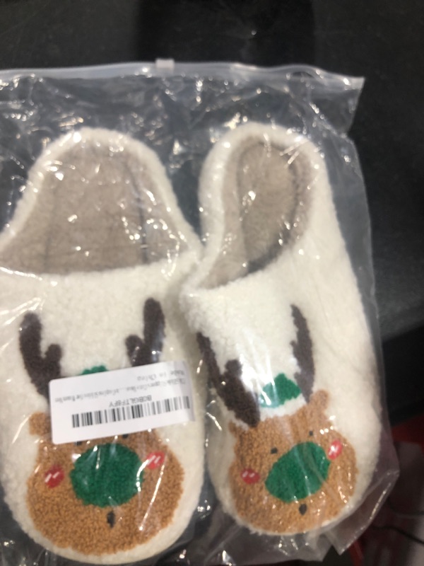 Photo 2 of ajobity Cute Slipper for Women Elk Slide Slippers Fun Xmas Slippers Heart Bunny Slides Soft Plush Christmas Cotton Slippers Keep Warm Couples Slides Green 5-6.5 Women/4.5-5 Men