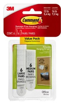 Photo 1 of Command Medium and Large Picture Hanging Strips White 6 Medium Pairs and 6 Large Pairs
