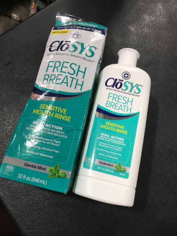 Photo 2 of CloSYS Sensitive Mouthwash, 32 Ounce, Gentle Mint, Alcohol Free, Dye Free, pH Balanced, Helps Soothe Mouth Sensitivity, Fights Bad Breath 1-Pack Mouthwash (32 Fl Oz Bottle)