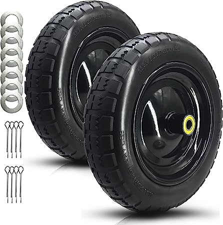 Photo 1 of 13" Flat Free Solid Tire and Wheel for Gorilla Carts Replacement Wheels,Wheelbarrow,Garden Cart,Trolleys,Hand Trucks and Yard Trailers