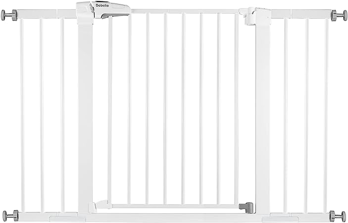 Photo 1 of BABELIO Metal Baby Gate Dog Gate 29-48 Inch Extra Wide Pet Gate for Stairs & Doorways, Pressure Mounted Walk Thru Child Gate with Door, NO Need Tools NO Drilling, with Wall Cups