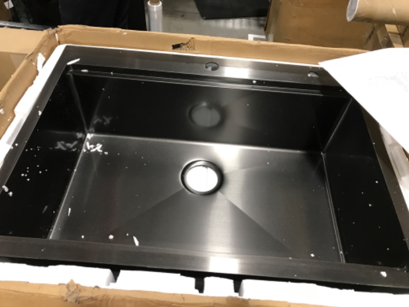 Photo 4 of 32 Black Undermount Workstation Kitchen Sink, Swift Horse 32 x 19 x 10 Single Bowl Kitchen Sink 16 Gauge Stainless Steel Gunmetal Black Kitchen Sink with Accessories
