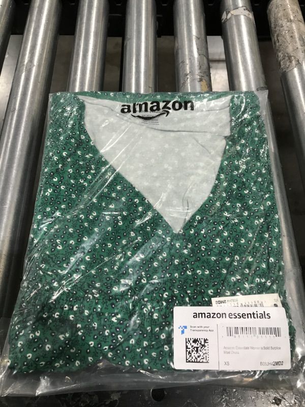 Photo 1 of Amazon Essentials Women's Waisted Maxi Dress, Rayon Blend Green, Vine/Leaf (XS)