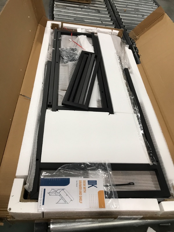 Photo 1 of ODK Computer Desk 47" Table: Office Desk with Drawers & Wood Storage Shelves