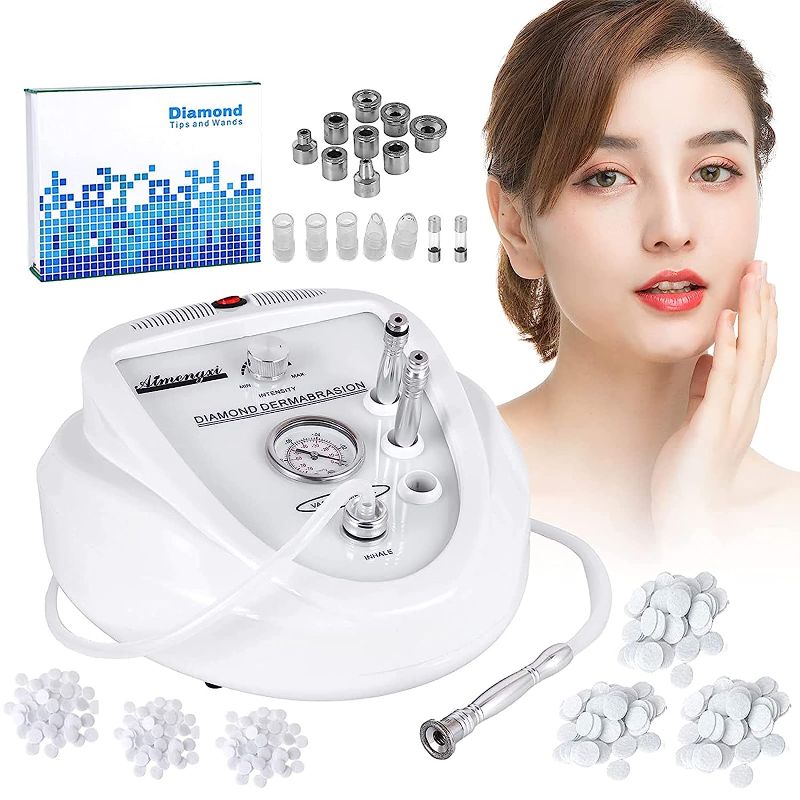 Photo 1 of 2 in 1 Diamond Microdermabrasion Machine Professional Blackhead Removal Equipment, 65-68cmHg Suction Power Professional Dermabrasion Facial Skin Care Massager for Home Salon Use with 300 Cotton Filter
