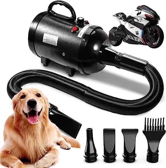 Photo 1 of AIIYME Dog Dryer, 4.7HP Low Noise Dog Blow Dryer, High Velocity Dog Pet Hair Grooming Dryer with 4 Nozzles, 3 Levels Heat & Adjustable Airflow Dryer Blower for Dogs (Grey)