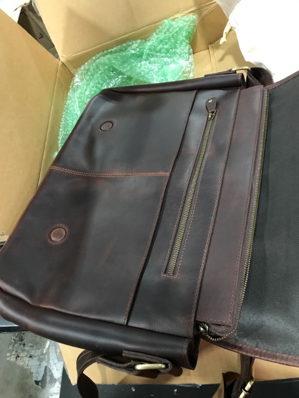 Photo 3 of RUSTIC TOWN Leather Messenger Bag for Men Women - Top Grain Leather Laptop Satchel Office Shoulder Bag
