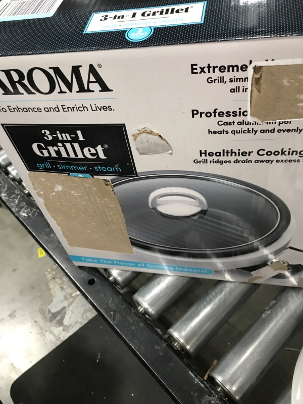 Photo 2 of Aroma Housewares ASP-137 Grillet 3Qt. 3-in-1 Cool-Touch Electric Indoor Grill Portable, Dishwasher Safe, 3-Quart, White
