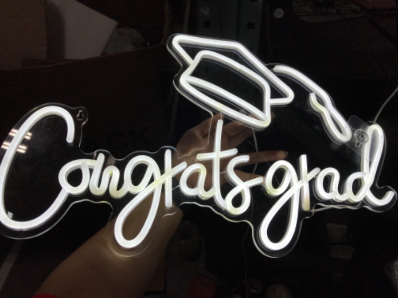 Photo 3 of  Custom Dimmable Neon Sign,Congrat Grad Neon Sign, Led Neon Light Decor for Bedroom Wall Decoration