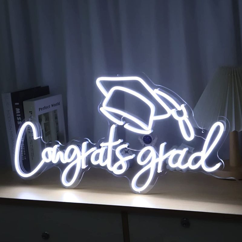 Photo 1 of  Custom Dimmable Neon Sign,Congrat Grad Neon Sign, Led Neon Light Decor for Bedroom Wall Decoration