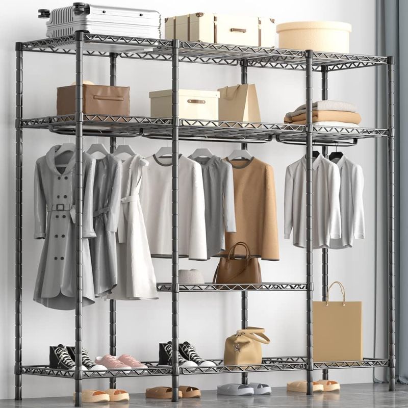 Photo 1 of  Metal Wire Heavy Duty Garment Rack Clothes Rack Clothing Racks for Hanging Clothes Wardrobe Hanging Clothes Portable Closet Organizer System Portable Closets for Hanging Clothes