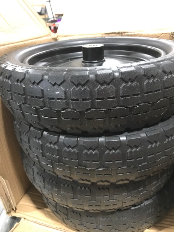 Photo 3 of (4-Pack) 13‘’ Tire for Gorilla Cart - Solid Polyurethane Flat-Free Tire and Wheel Assemblies - 3.15” Wide Tires with 5/8 Axle Borehole and 2.1” Hub 13“ Wheels -4 Pack