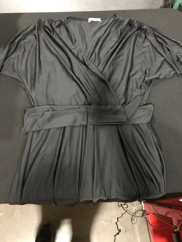 Photo 3 of [Size XL] Koh Koh Ladies Long Black Dress with Waist Tie