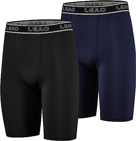 Photo 1 of [Size L] LEAO Youth Boys Compression Shorts 2-pack Performance Athletic Underwear Sports Boxer Briefs 