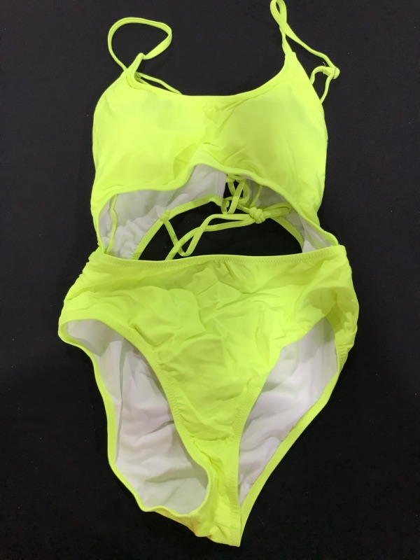 Photo 1 of [Size L] Ladies 1 pc swimsuit - Neon Yellow