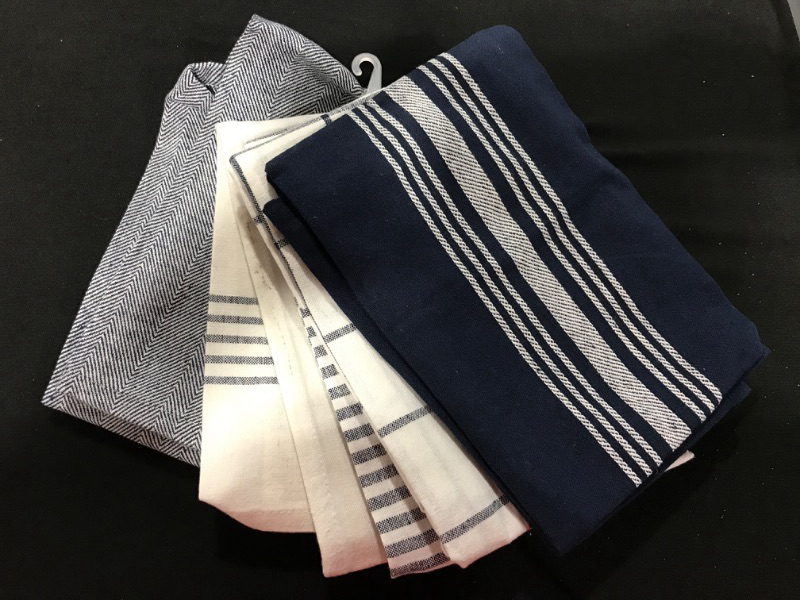 Photo 1 of 4 Pack of Kitchen Dish Towels- Blues and Greys