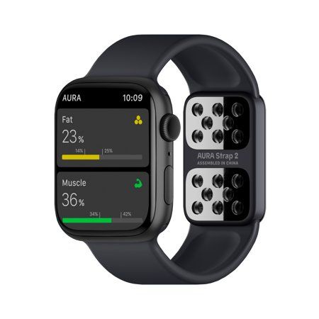 Photo 1 of AURA Strap 2 Compatible w Apple Watch – for Body Fat, BMI & Weight Loss - Body Composition Monitor Sync App – Muscle Weight, Water & Visceral Measurement Device (41 mm (40/38mm), Coal Black)
