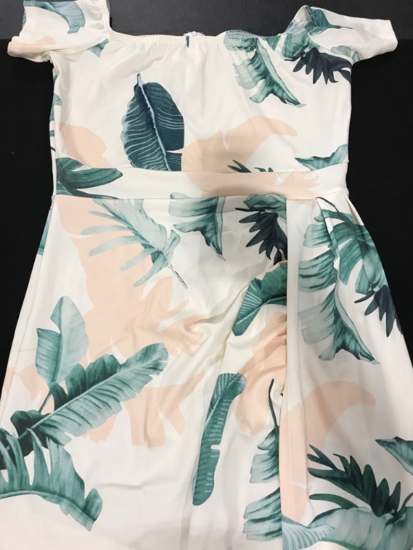 Photo 1 of [Size XL] Ladies Short Sleeve Long Open Leg Dress- Palm Leaves