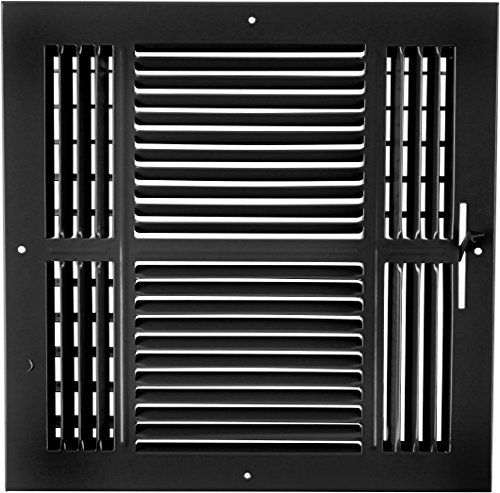 Photo 1 of 12" X 12" 4-WAY SUPPLY GRILLE - DUCT COVER & DIFUSER - Flat Stamped Face [Black]
