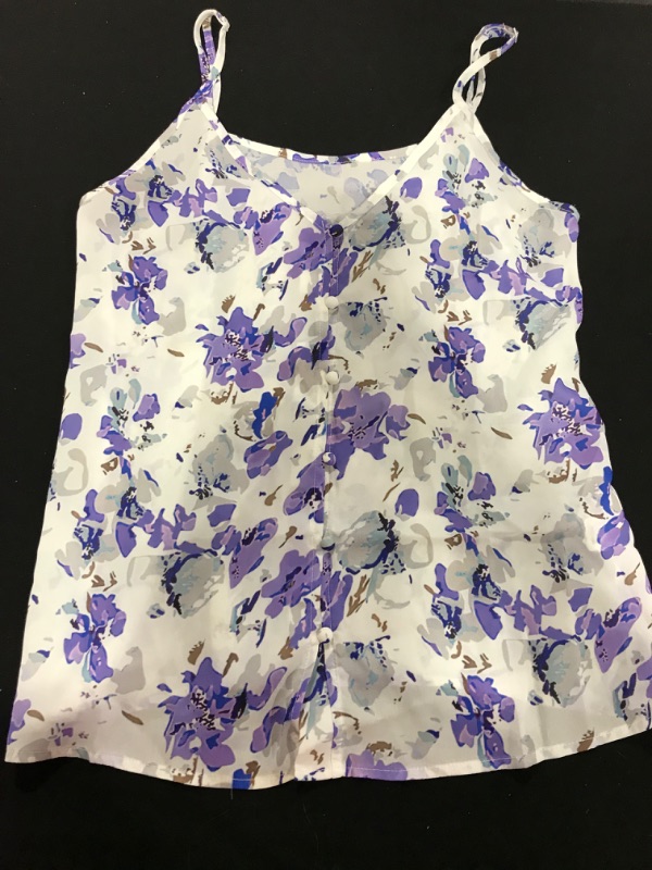 Photo 2 of [Size S] Eytino Women V Neck Spaghetti Strap Tank Tops Casual Floral Printed Sleeveless Blouses Tops,Small Blue