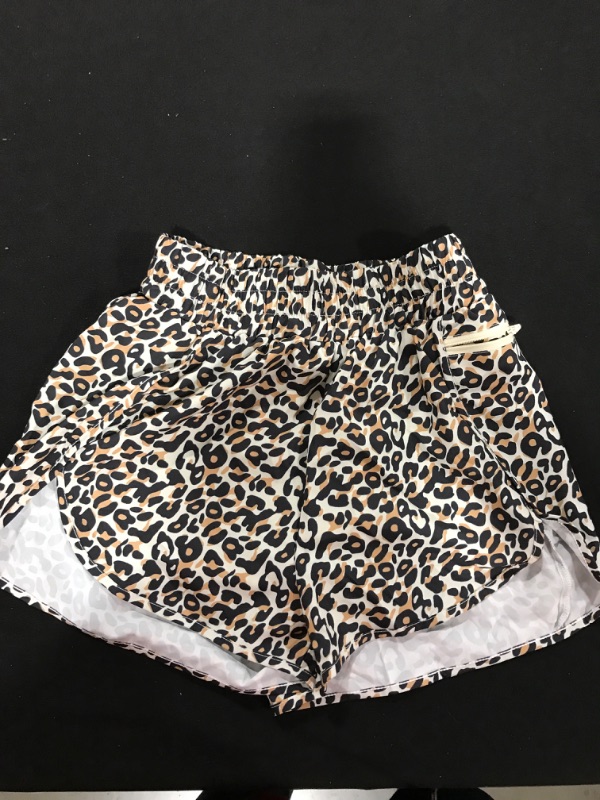 Photo 2 of [Size S] Animal Print Blooming Jelly Women's Quick-Dry Running Shorts Workout Sport Layer Active Shorts with Pockets 1.75"- Animal Print
