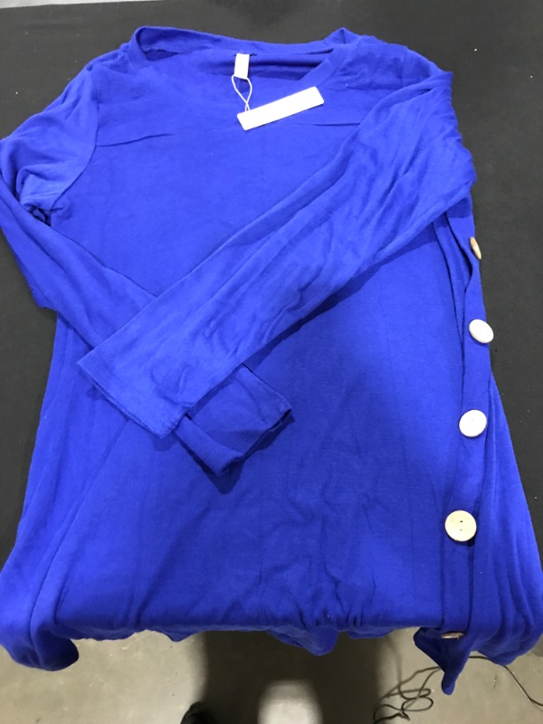 Photo 1 of [Size L] Long Sleeve Blue Button Embellished Shirt