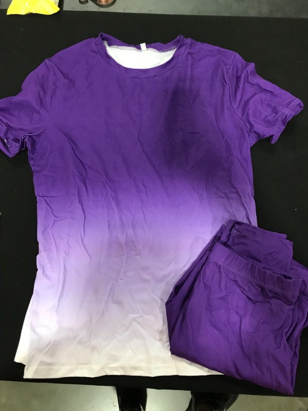 Photo 1 of [Size M] Ladies Purple Short Sleeve Tee and Legging Set