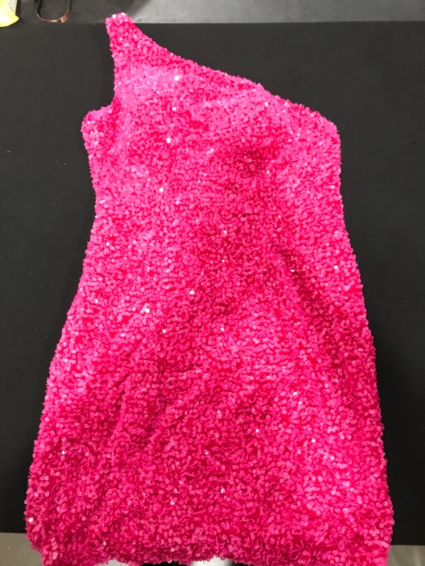 Photo 1 of [Size  0-2 ] PrettyGuide Women Sparkly Sequin Mini Dress Shimmer Glam Art Deco Rave Party- Pink