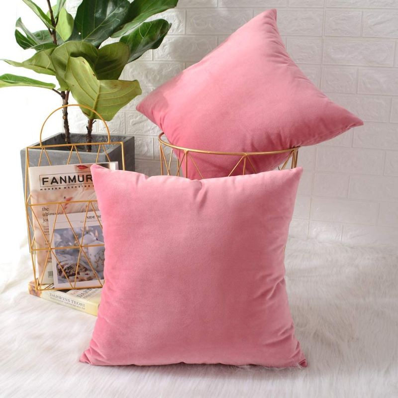 Photo 1 of 26x26" Square Velvet Pillow Cases- Baby Pink