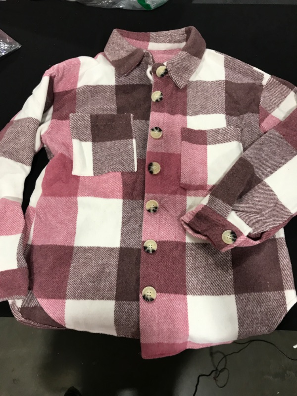 Photo 1 of [Size S] Sidefeel Womens Geometric Button Up Jacket Color Block Raw Hem Loose Fit Coat -Q Pink