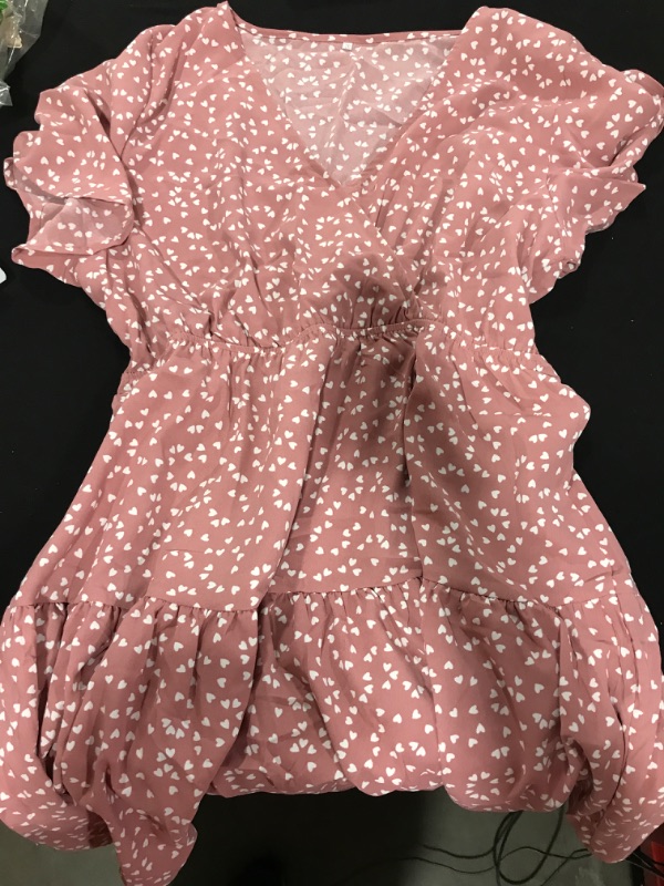 Photo 1 of [Size L/XL] Ladies Summer Dress- Pink with White Hearts 