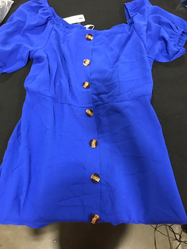 Photo 1 of [Size L] Ladies Mid Length Short Sleeve Dress- Blue