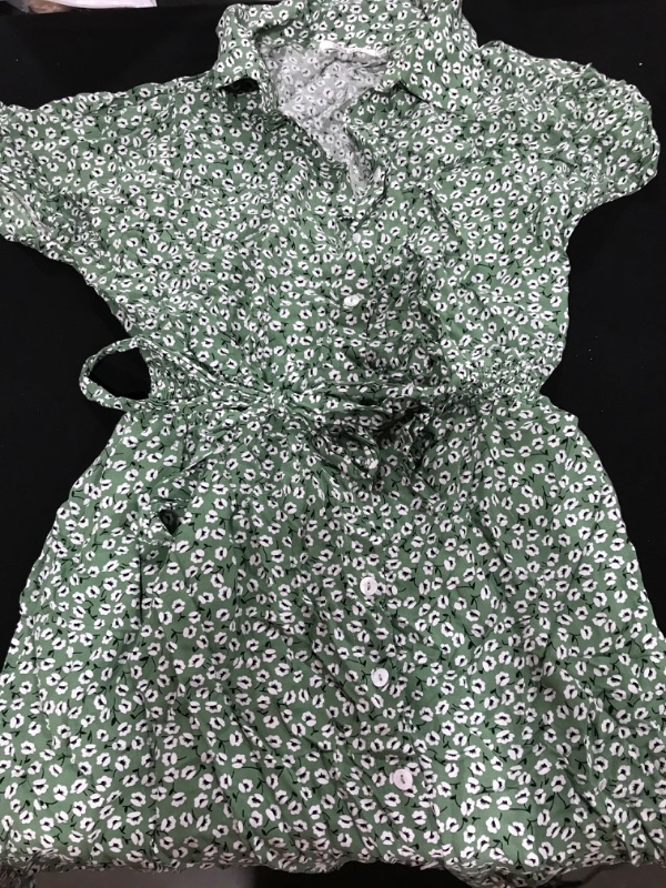 Photo 1 of [Size XL] Ladies Short Sleeve Floral Garden Dress- Green