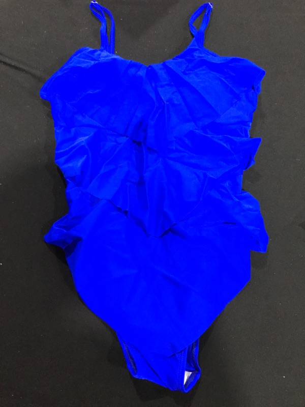 Photo 1 of [Size L] Women's 1pc Swimsuit- Blue Ruffles