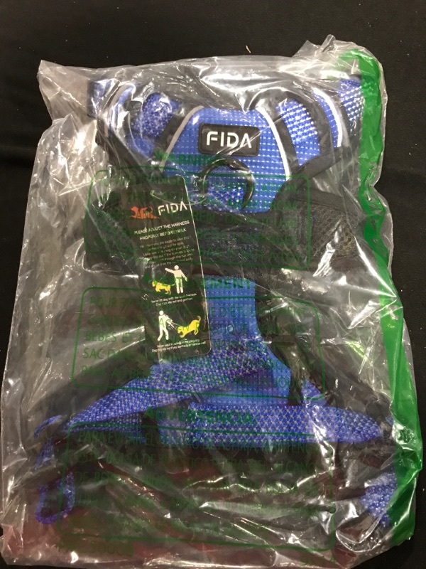 Photo 2 of (Small, Blue) Fida Dog Harness Full Reflective Design, No-Pull Pet Vest Harness with 2 Leash Clips, Adjustable Soft Padded with Easy Control Handle for Small Dogs