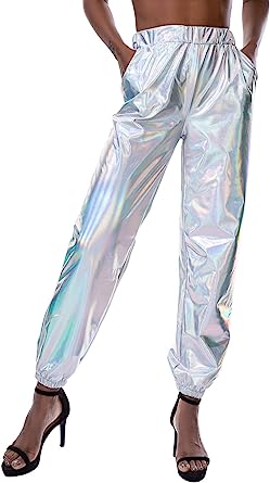 Photo 1 of [Size XL] Parachute Style Pants- Metallic Silver