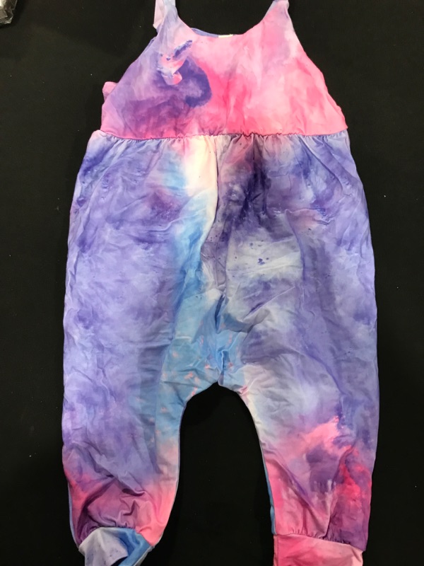 Photo 2 of [Size 5T] IZYJOY Toddler Baby Girl Jumpsuit One Piece Tie Dye Sleeveless Strap Romper Harem Pants Summer Baby Outfits Pink Tie Dye 
