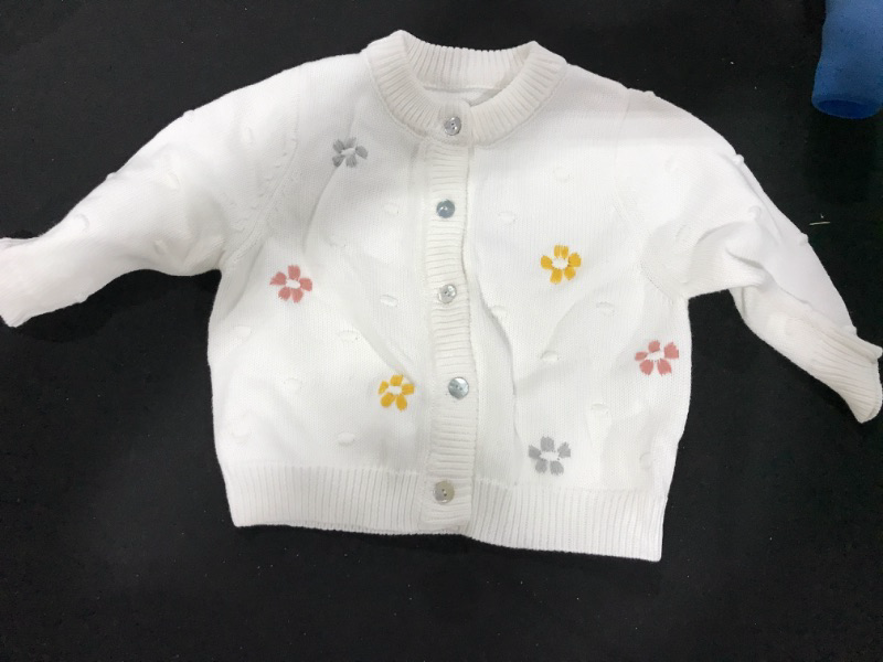 Photo 2 of [Size 18-24] Simplee kids Baby Girl Thin Sweater Solid White Pink Cardigans for Toddler- -off-white