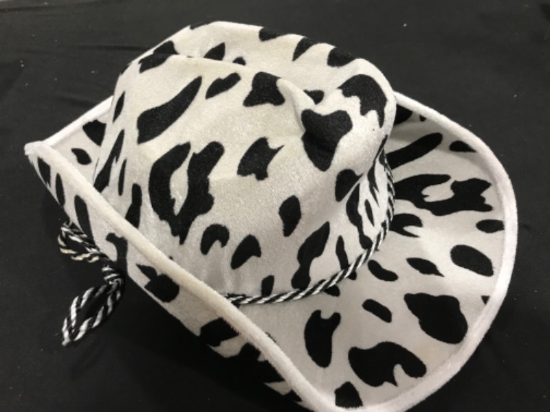 Photo 2 of Beistle Cow Print Cowboy Hat For Western Theme, Wild West Party Supplies, Halloween Costume Dress-Up