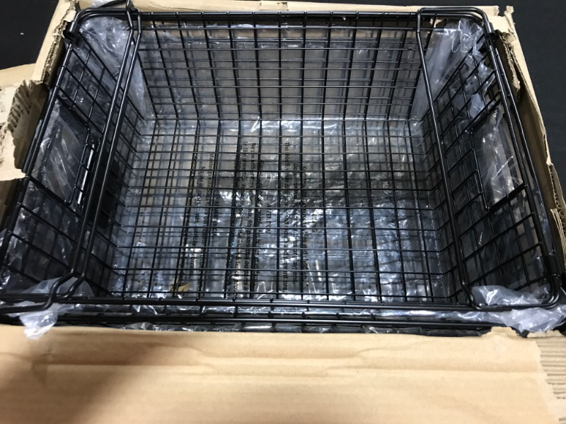 Photo 2 of 4 Pack [ XXXL Large ] STACKABLE Wire Baskets for Organizing - Pantry Storage and Organization Metal Bins for Produce, Food, Fruit - Kitchen Bathroom Closet Cabinet, Countertop, Under Sink Organizer