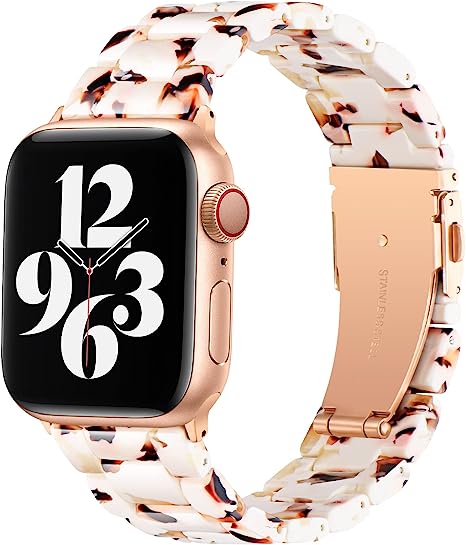 Photo 1 of Bestig Compatible with Resin Apple Watch Band 49mm/45mm/44mm/42mm/41mm/40mm/38mm Stainless Steel Buckle Waterproof for iWatch Series 6/5/4/3/2/1/SE/7/8 Replacement Strap for Men Women