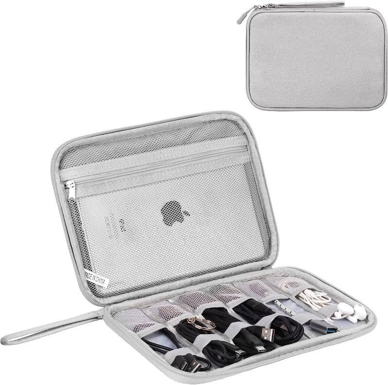 Photo 1 of Arae Electronic Organizer, Travel Cable Organizer, Portable Waterproof Pouch, All-in-One Electronic Accessories Storage Case for Cable, Cord, Charger, Phone, Earphone-Large (Gray)