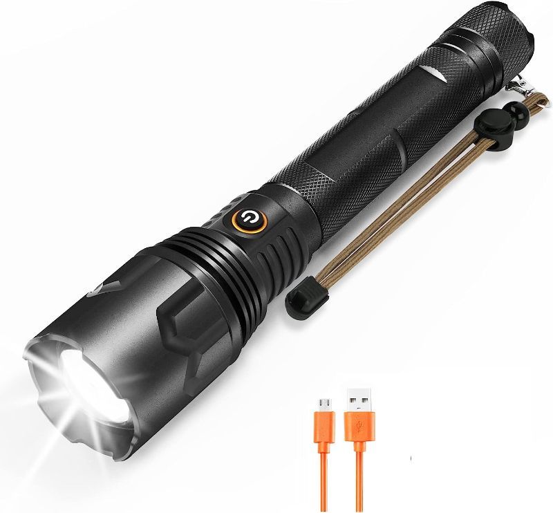 Photo 1 of YXQUA 22000 Lumens Flash Light - Super Bright 1500 Feet Powerful USB Rechargeable Flashlight with 5 Modes, Waterproof, LED Tactical Flashlight for Outdoor Camping Emergency 